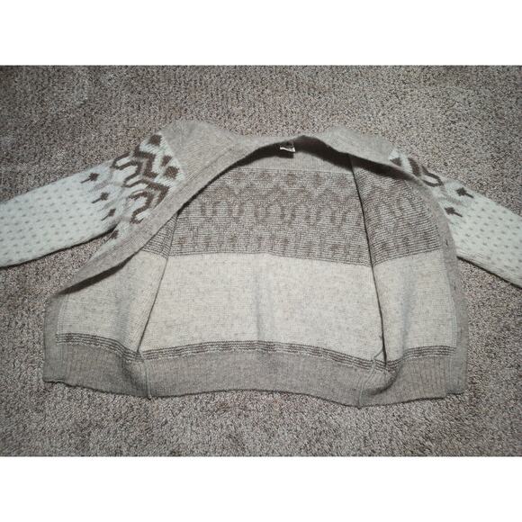 Alafoss Icewool Cardigan Sweater Size Large Vintage Ivory Brown Iceland Wool - Picture 4 of 11